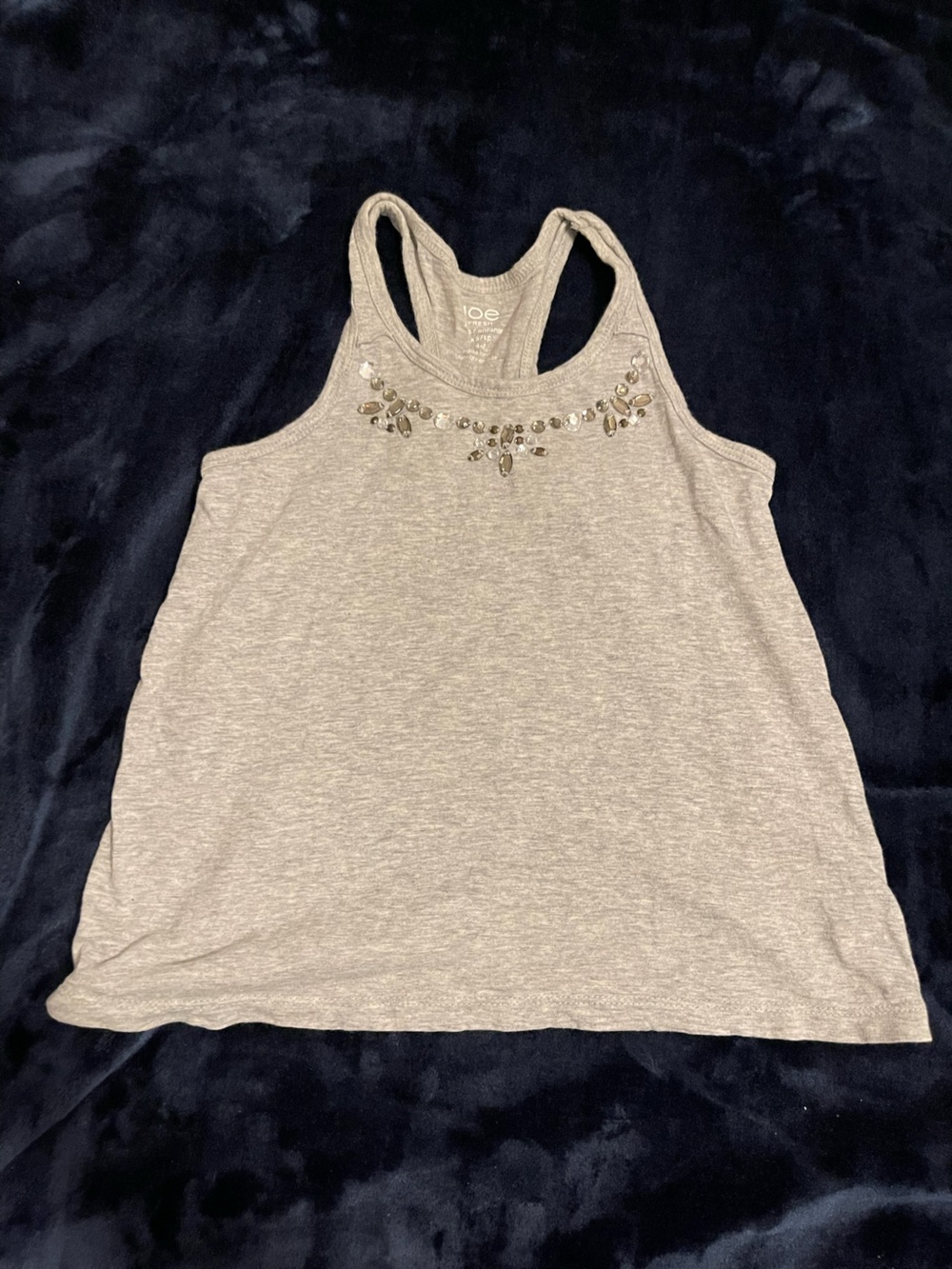 Joe Fresh Heather Gray Racerback Tank with Necklace-Style Jewels